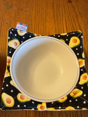 Handcrafted Bowl Cozies, Reversible, Avocado/Little Flowers, Set of 2